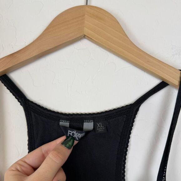 Vintage Y2K Fox Racing black tank top with grey and pink graphics AOP - Picture 3 of 8